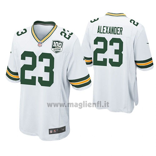 Maglia NFL Game Green Bay Packers Jaire Alexander Bianco 100th Anniversary